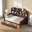 Espresso Retro Wooden Twin Size Daybed With Storage Drawers & Headboard Shelving-1804508259