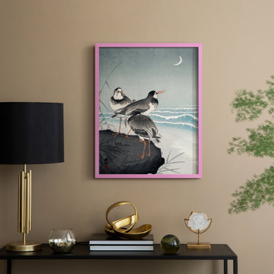 Koson Sandpipers I Framed Print - Solid Wood
