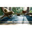 Tapis rectangulaire bleu en laine noué à la main à motif géométrique des années 1880