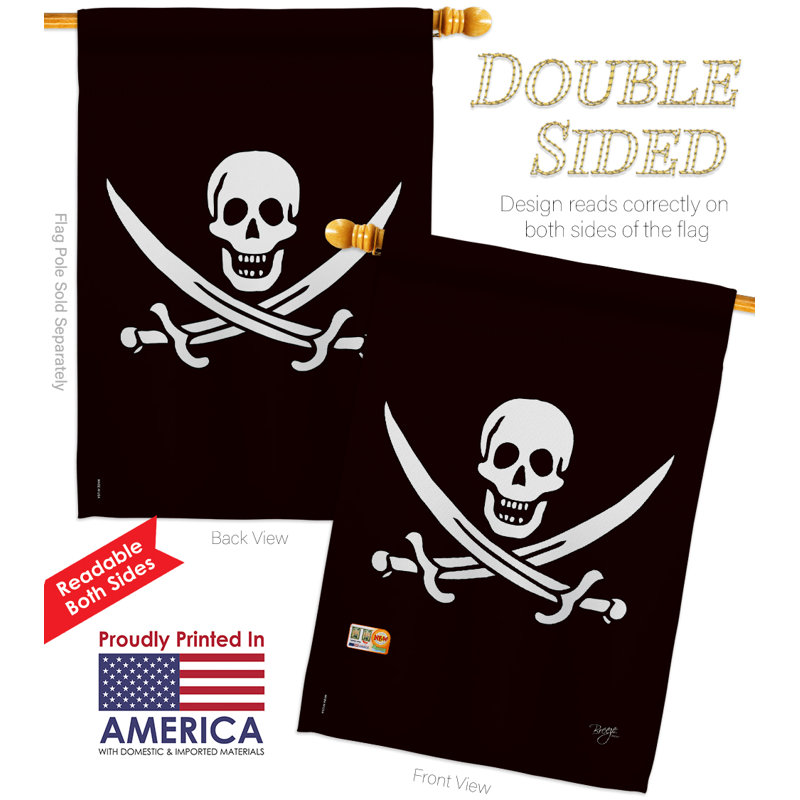 Calico jack rackhams de pirate à 2 côtés en polyester vertical 40 x 28 po ensemble de drapeau