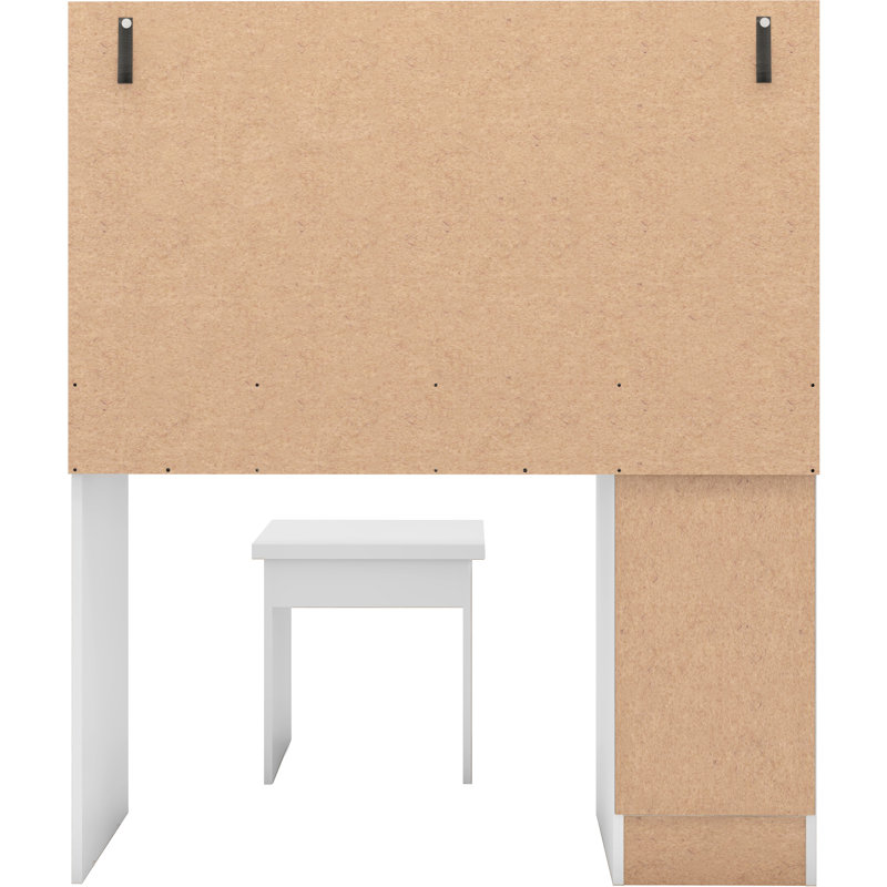 Cascio Dressing Table Set with Mirror, White Gloss