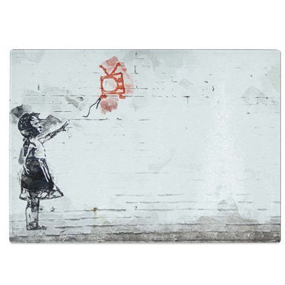 Tempered Glass Balloon TV Girl Chopping Board