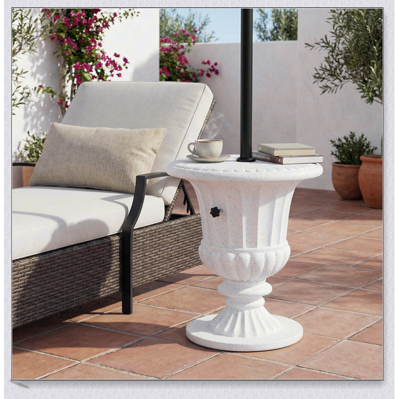 Adela Outdoor Patio MGO Side Table Umbrella Base With Sand-Filling, Set Of 1, Durable And Stylish For Modern Outdoor Living