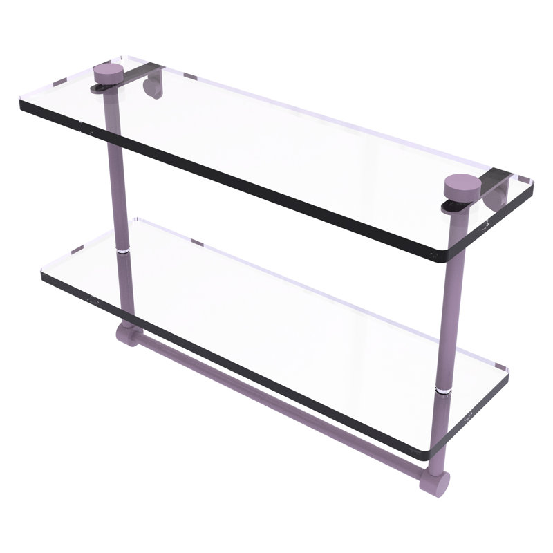 Tablette en verre à deux niveaux avec barre à serviettes intégrée NS, H 12 po x l 16 po x P 5 po, Lavande