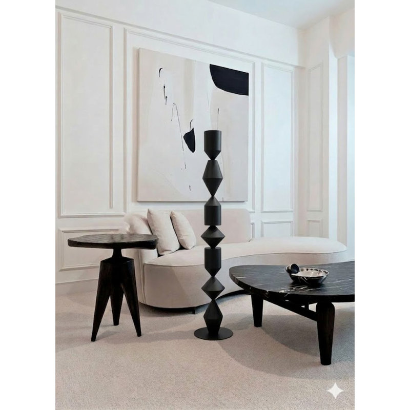 Modern 1 Light Black Geometric Base Floor Lamp