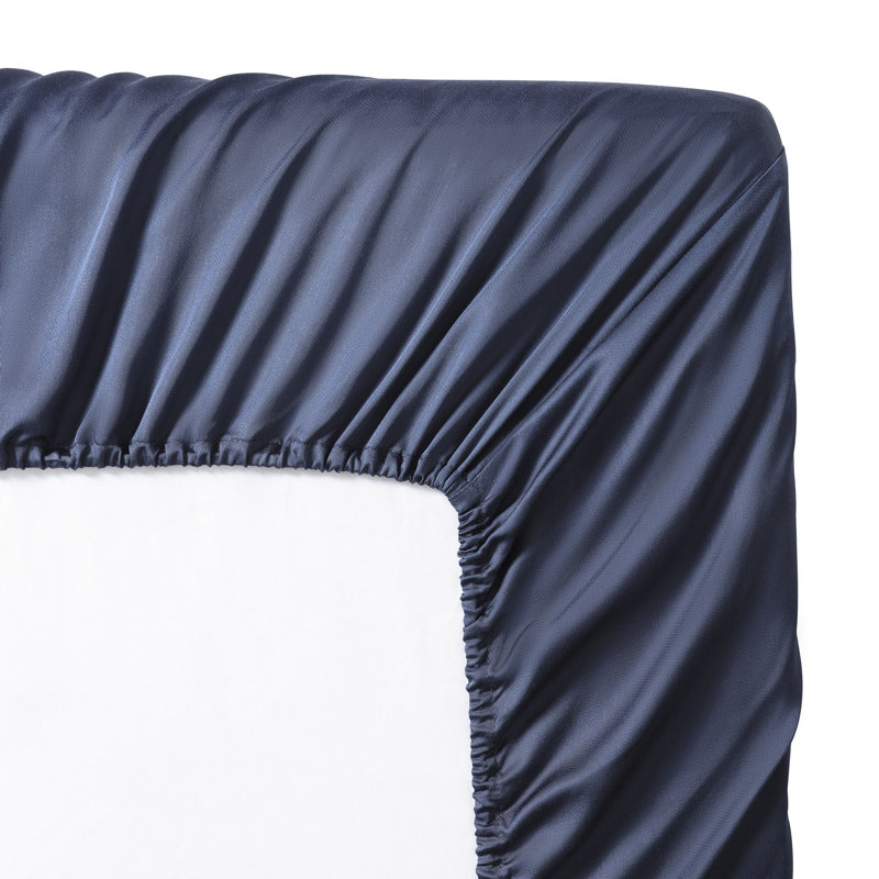 Sateen Sheet Set, Full Sheet Set + Fitted Sheet + 2 Pillowcases, Navy