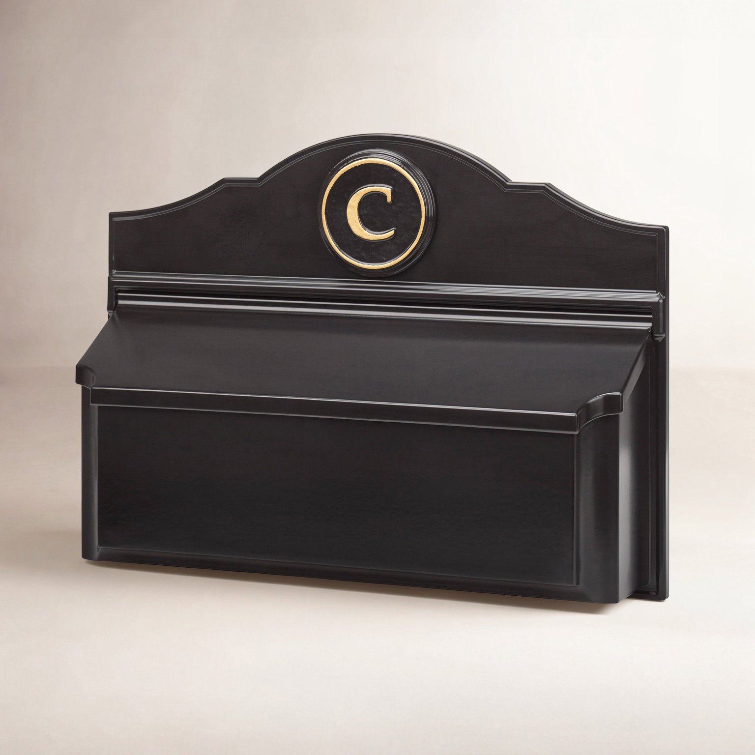 Colonial Wall-Mounted Mailbox, Black/Gold, Yes