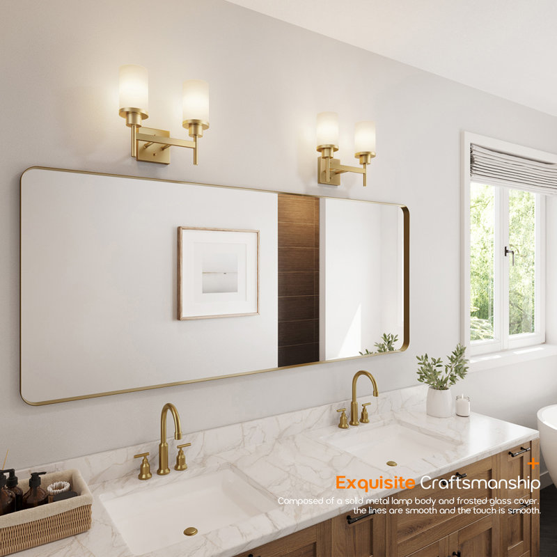2-Light Bathroom Vanity Lighting, Brushed Gold