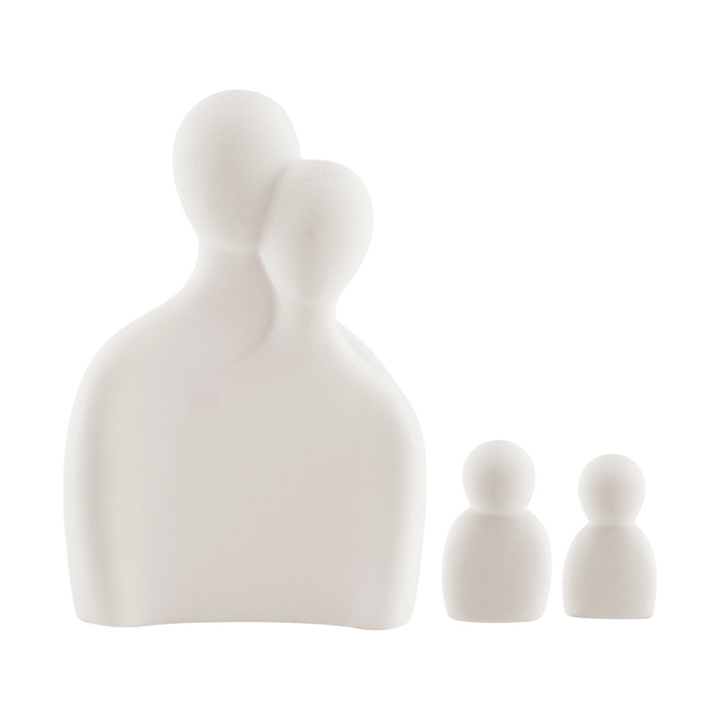 Cream Ceramic Abstract Family Sculpture Set, 10" Tall