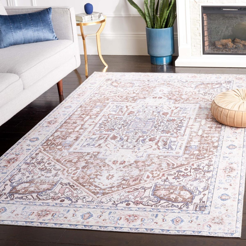 Cashon Machine Washable Non-Slip Area Rug In Taupe & Beige, Rectangle 244 x 305cm