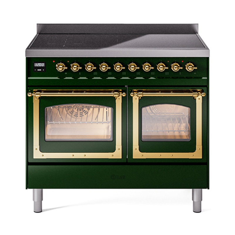 ILVE Nostalgie II Noblesse 40 in Induction Range, Emerald Green/Brass
