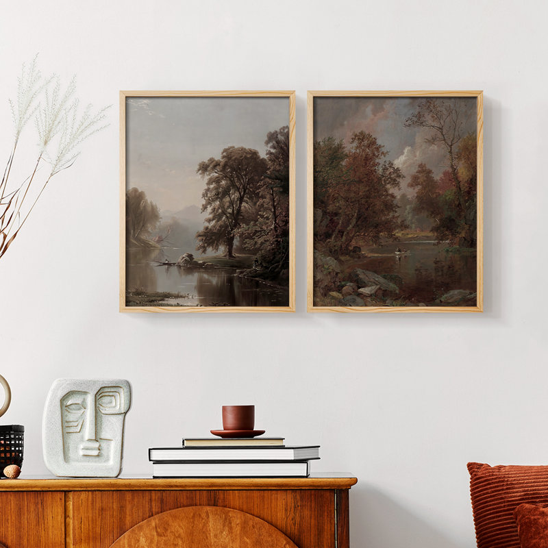 «Vintage Landscape LII», impression giclée sur cadre - ensemble de 2, Naturel, H 10 po x l 16 po