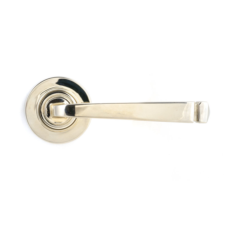 Avon Round Lever on Rose Set (Plain) - Unsprung, Polished Nickel