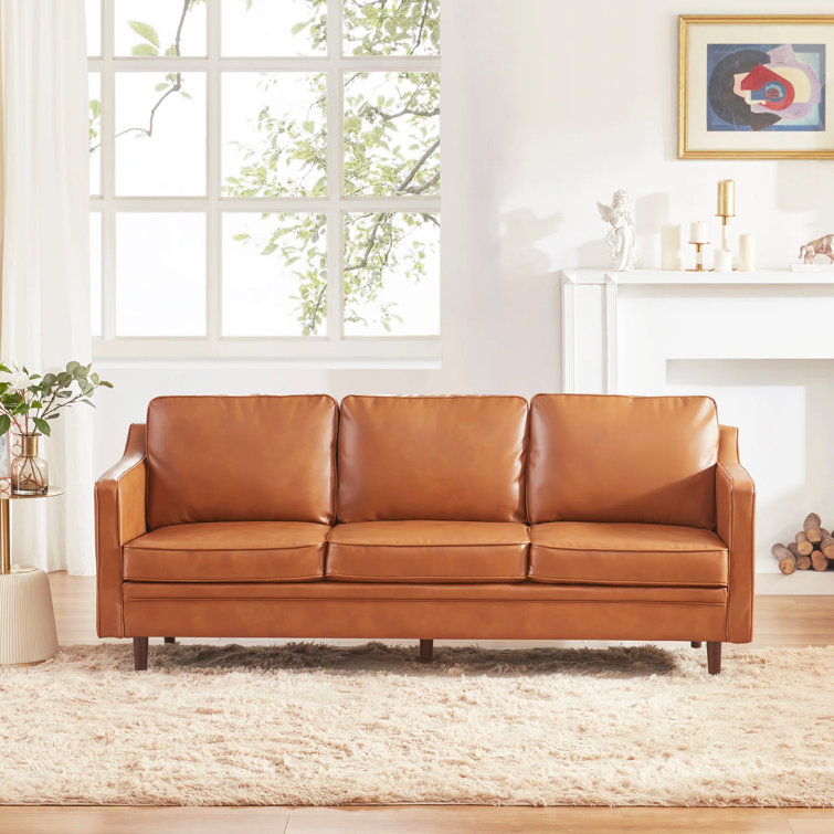 Azleigh 80.31'' Faux Leather Square Arm Sofa