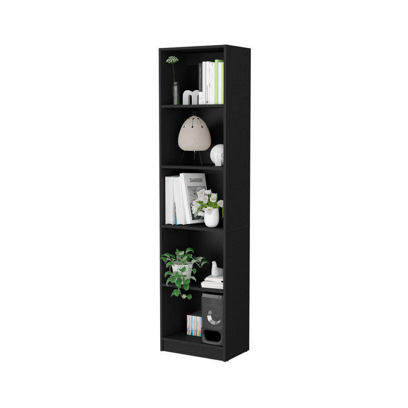 Bibliothèque Sutton, Noir, (5 tablettes) H 71,1 po x l 17,72 po x P 11,77 po