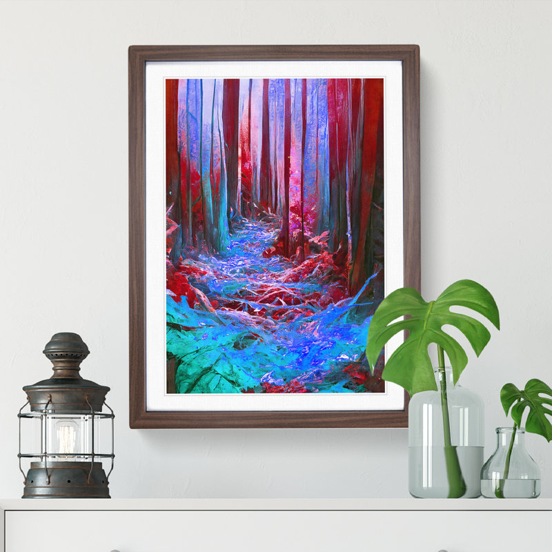 Abstract Forest No.3 - Framed Print, 64cm H x 46cm W x 2cm D, Walnut