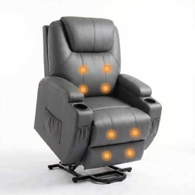 32" W Faux Leather Power Lift Massage Recliner