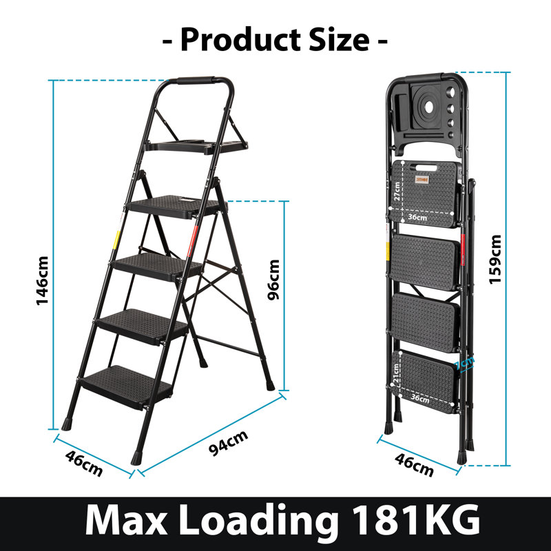 4 - Step Folding Step Ladder, Black