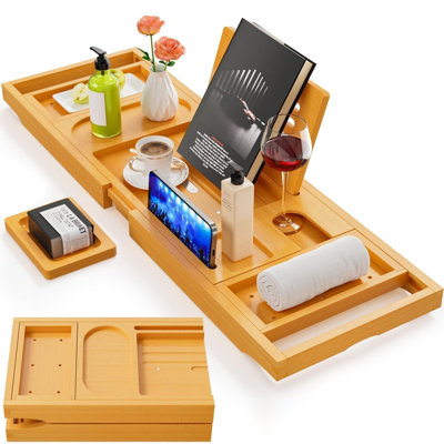 Premium Bathtub Tray Caddy, Expandable Bath Tray, Unique House Warming Gifts, New Home, Anniversary and Wedding Gifts for Couple, Bridal Shower Gift for Women