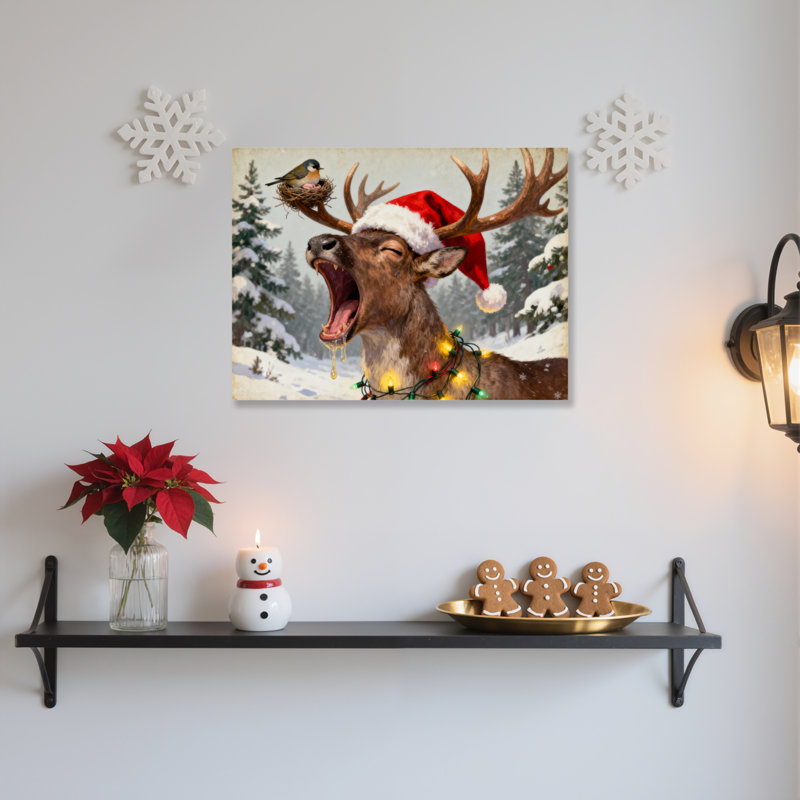«Reindeer Yawning», art mural sur toile, H 16 po x l 24 po