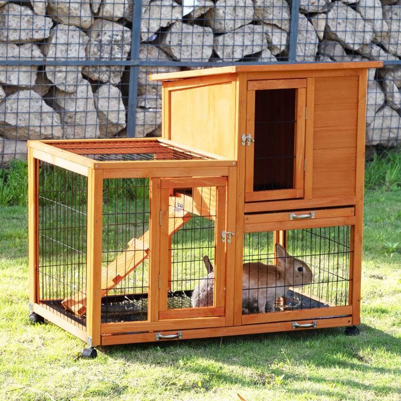 Cage à 2 niveaux avec 4 roulettes, Brun