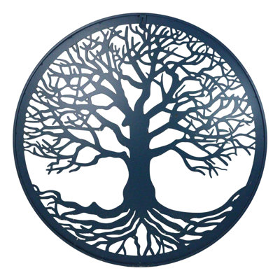 Bleu surdimensionné 23 po avec plaque médaillon rond en métal Celtic Tree