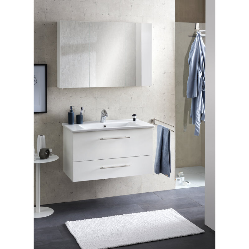 Basic 85 cm Wide Wall-Mounted Single Washbasin