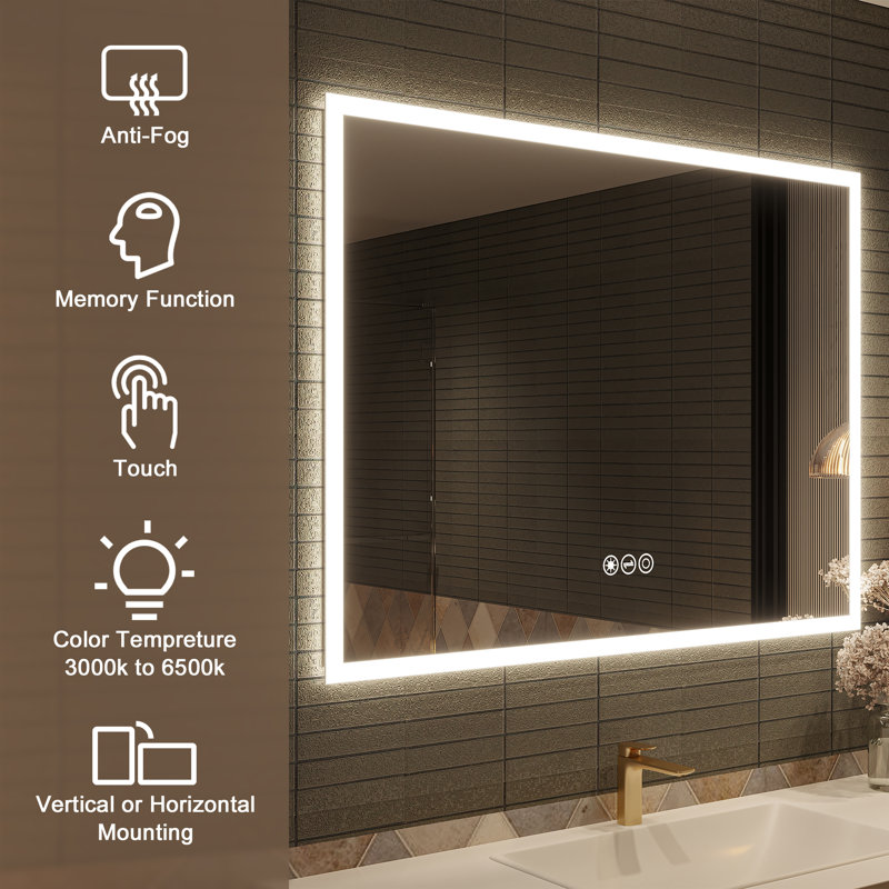 Boyel Living Rectangle Led Wall Mirror & Reviews 