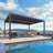 PURPLE LEAF 12' x 16' LED Louvered Pergola with Adjustable Roof Aluminum Hardtop Gazebo for Patio Deck Backyard Gray-103533049