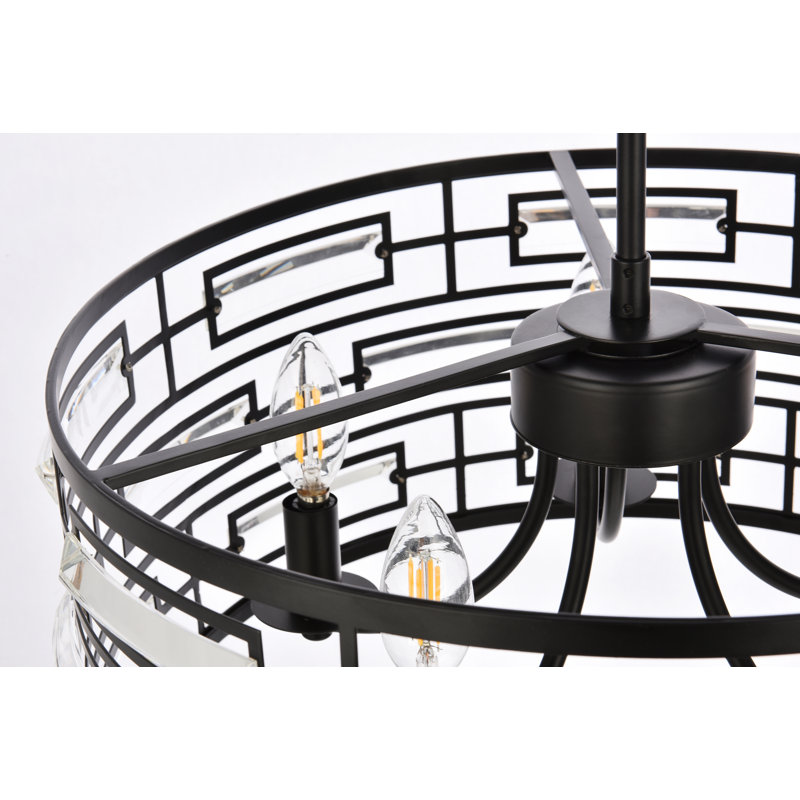 Lustre tambour 5 lumières Sybil, Noir, H 75 po x l 18,5 po x P 18,5 po