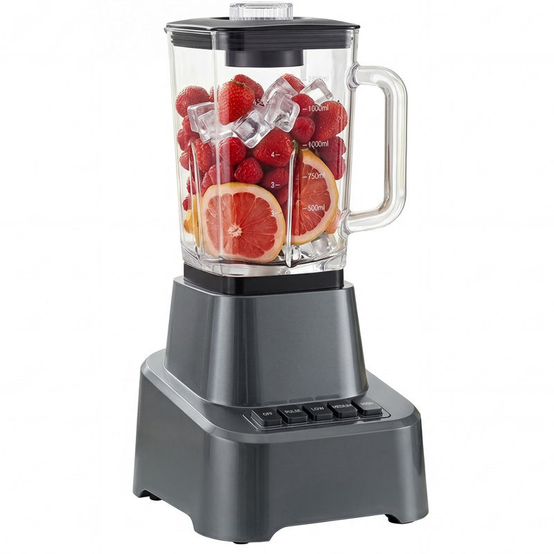 Mélangeur professionnel 750 W avec pot de 2,1 L, 4 vitesses et pièces lavables au lave-vaisselle, Gris