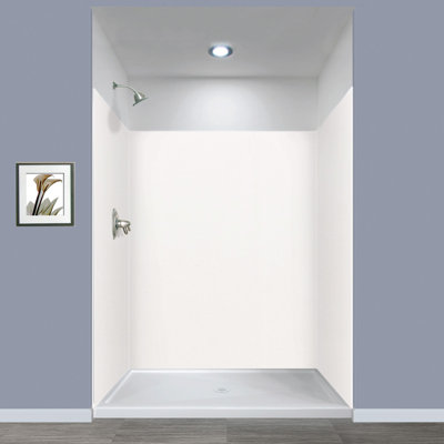 Mur de douche à 3 panneaux l 60" x p 60" avec tube adhésif en silicone Expressions
