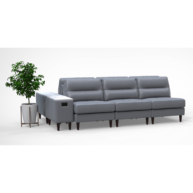 Ensemble de chaises de salle d'attente pour 6 personnes avec tables de chargement, ensemble de 8 pièces, gris 100% cuir véritable