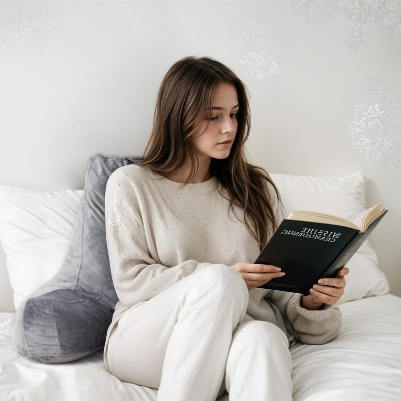 Très grand coussin de lecture pour s'asseoir au lit, Gris