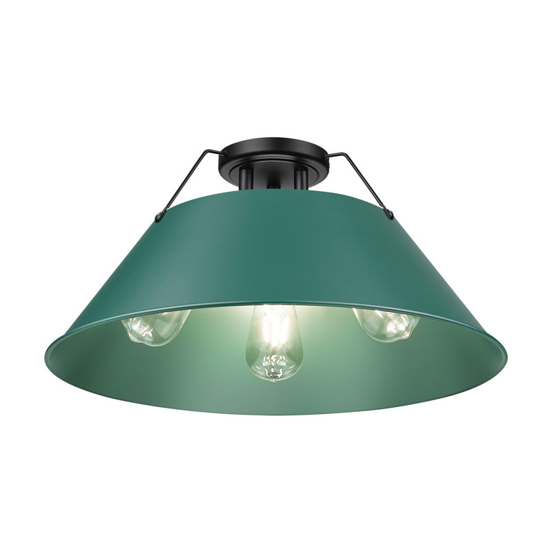 Weatherford Flush Mount, Matte Black, Green