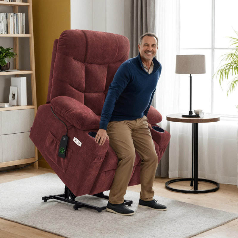 85.1cm Wide Lift Assist Standard Recliner, Wine Red 