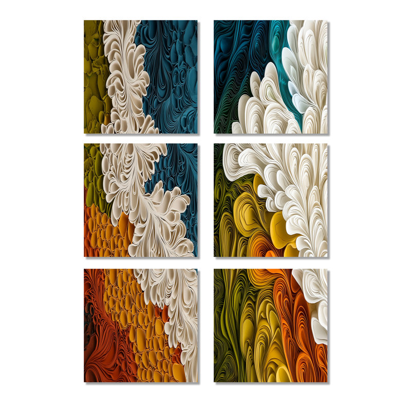 Biomorphism Earth Rhythm In Chaos - ensemble abstrait d'art mural de 6, Toile tendue, Ne s’applique pas
