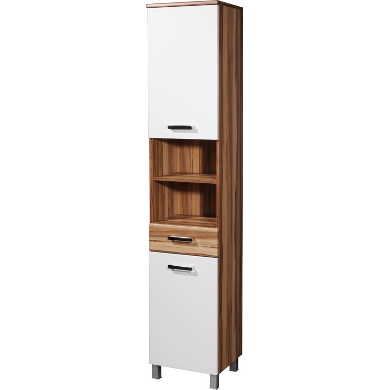 Elegance Linen Cabinet, White/Baltimore walnut replica