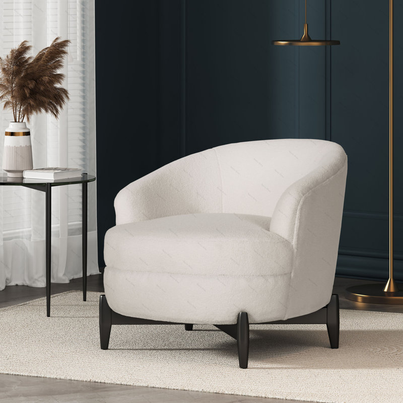 Hannon 29.5" Wide Polyester Armchair, White Fabric 1