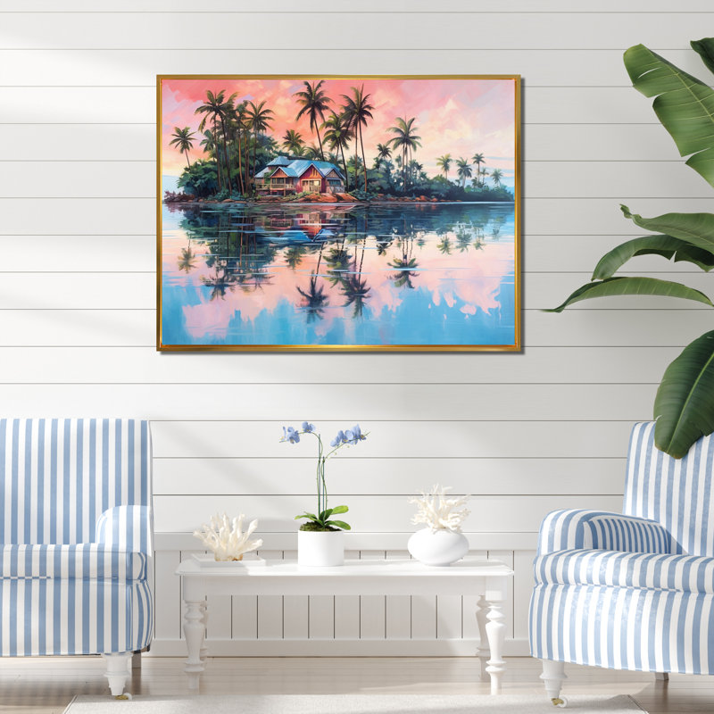 Impression sur toile Seaside Magic, 12" H x 20" W, Cadre flottant doré