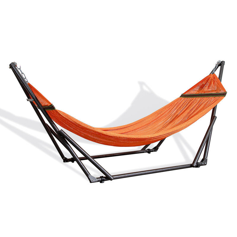 Govan Portable Camping Hammock with Stand, Orange, 116" L x 33"W x 39" H