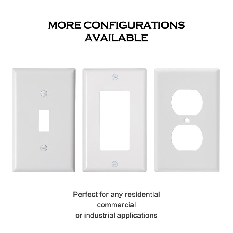 White Rectangular Plastic 1-Gang Decorator Wall Plate