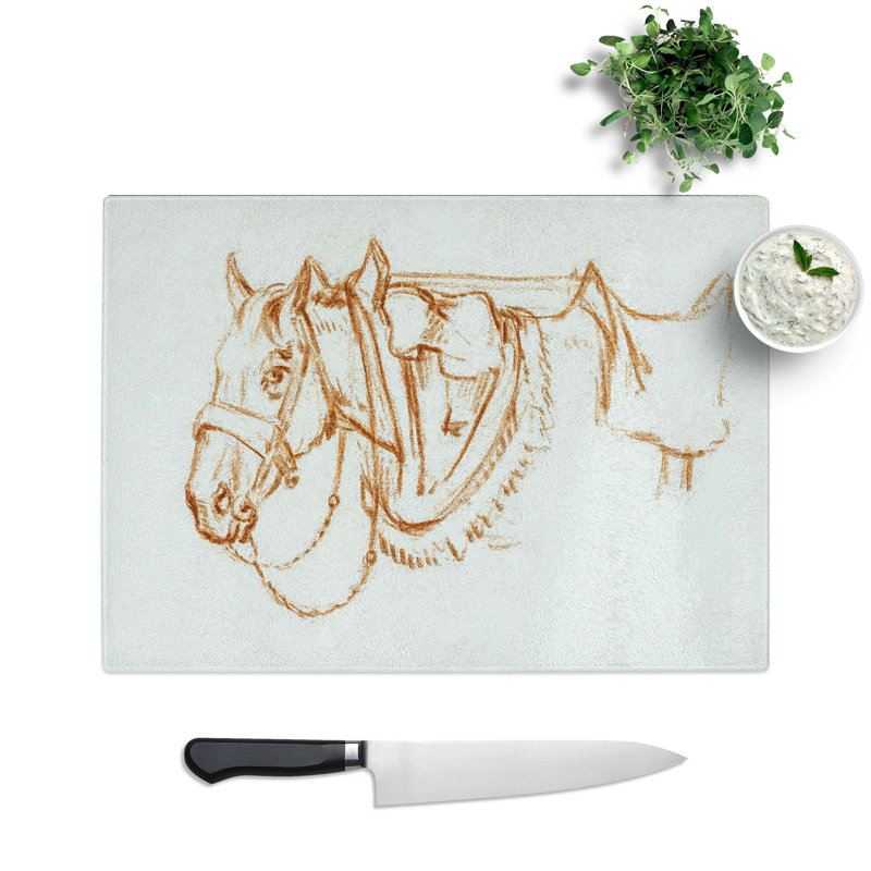 Tempered Glass Rigged Horse by Jean Bernard Chopping Board, 39 cm W x 28.5 cm L