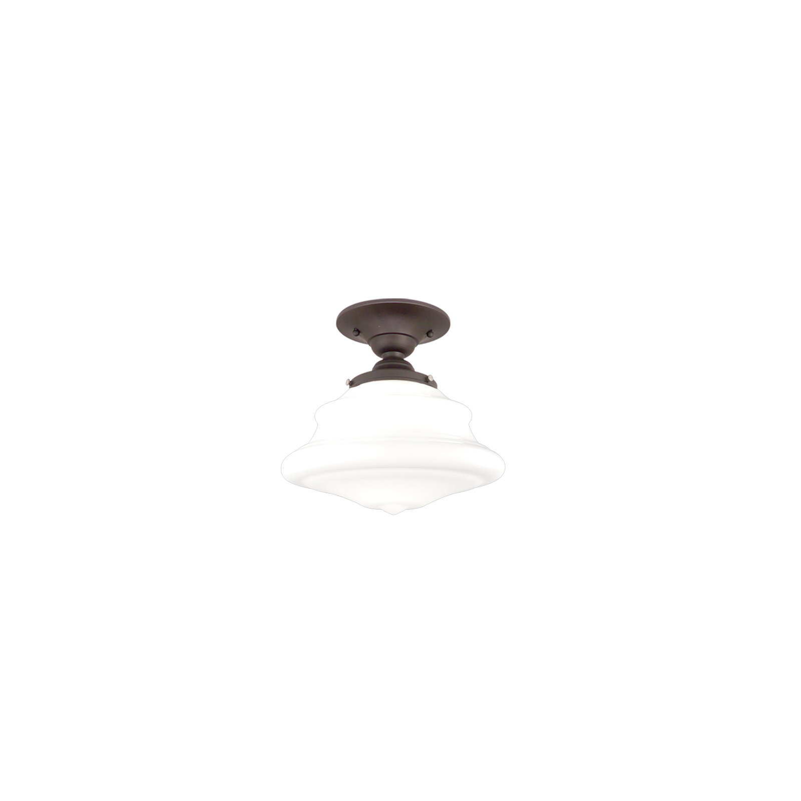Single Light Glass Semi Flush Mount, Old Bronze, 12.5" H x 16" W x 16" D
