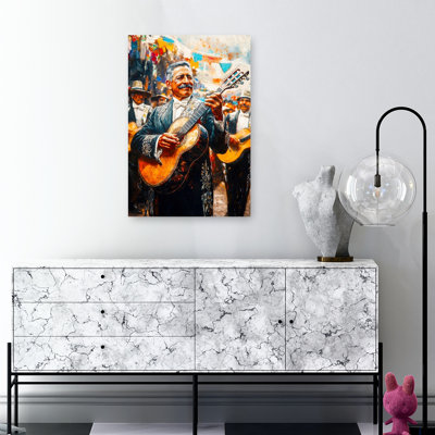 Smiling Mariachi Guitarist Traditional Vibrant Wall Art