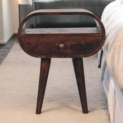 Table de chevet circulaire California avec fente ouverte