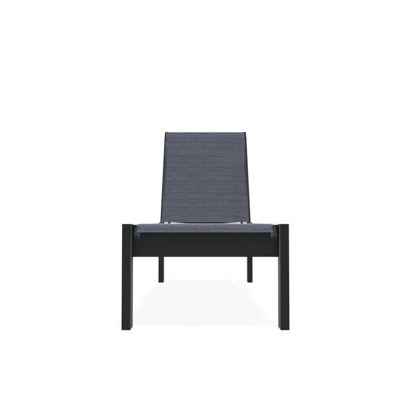 Leeward Sling Marine Grade Polymer Lay-flat Stacking Armless Long Frame Chaise with Wheels, Collect Indigo, Graphite