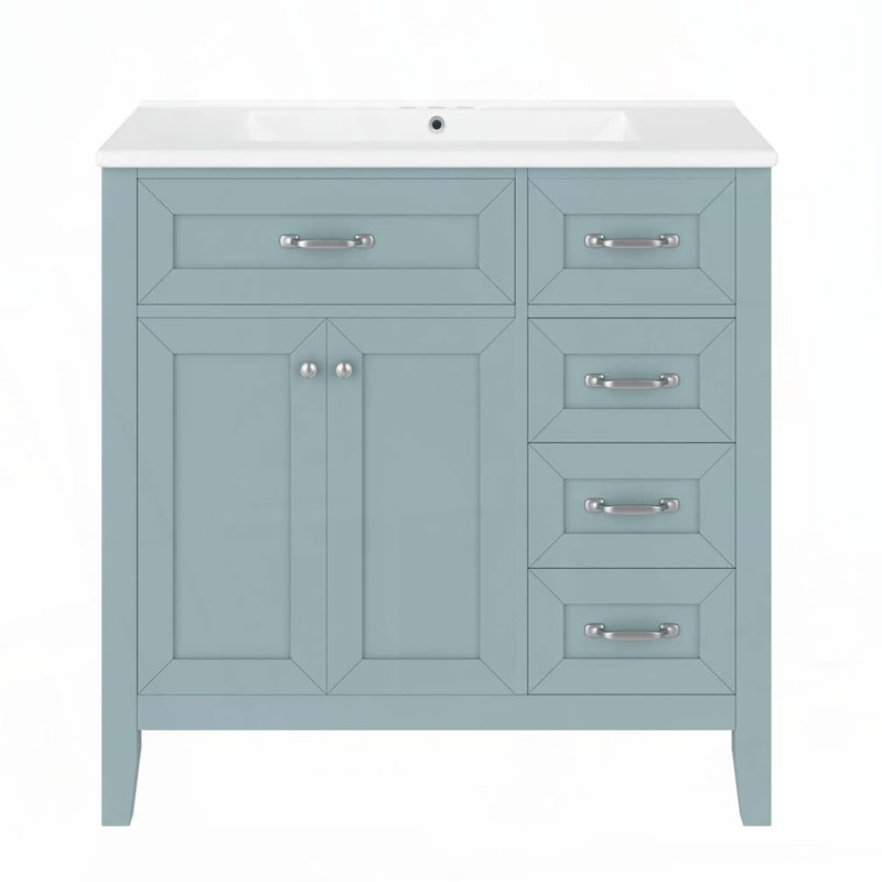 Meuble-lavabo 36 po avec lavabo, Vert / Argent