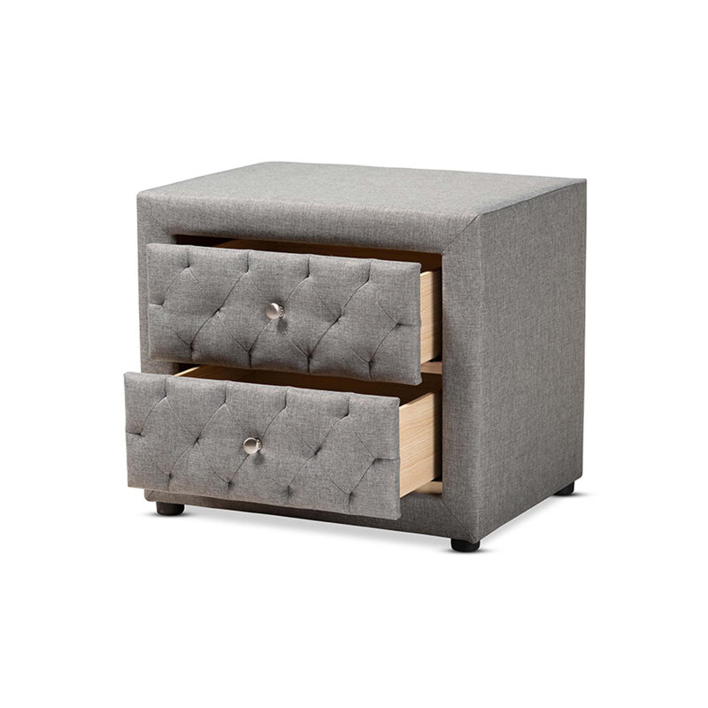 Table de chevet 2 tiroirs Caden Jonesy, Gris