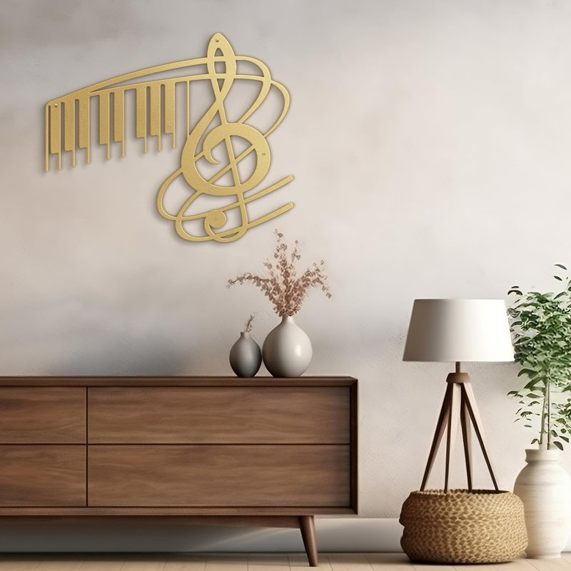 Décoration de musique note de musique moderne abstraite décoration murale décoration murale, H 26,1 po x l 30 po x P 0,05 po